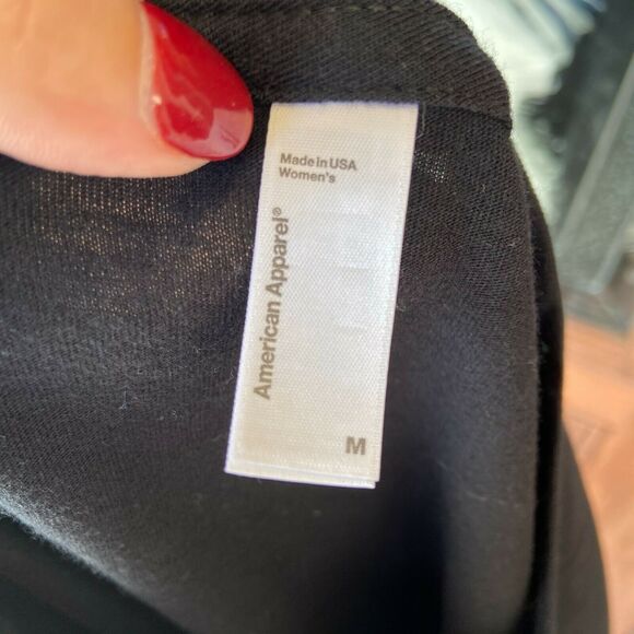 American Apparel Womens Tee Size Medium Delta Zeta Teal Silver Chevron Black Top - Picture 4 of 6